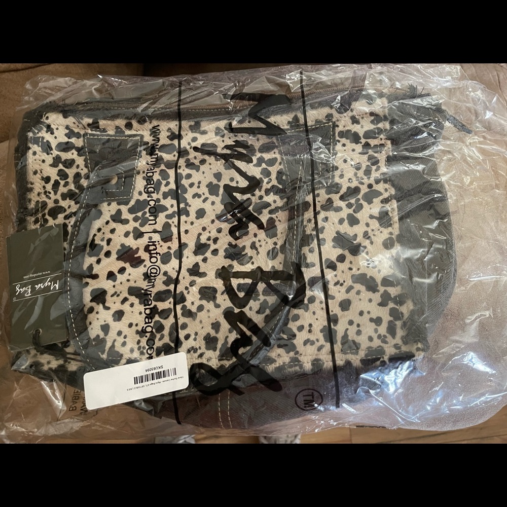 NEW COW PRINT MYRA TOTE 14x5x9